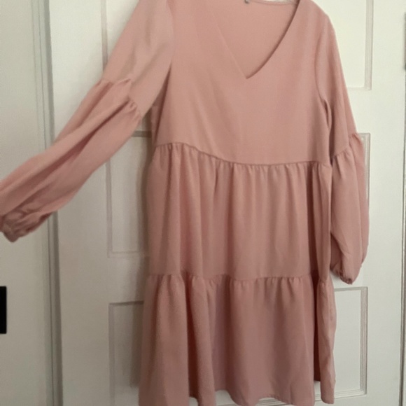 pale pink tiered long-sleeve dress from Amazon, size small - Picture 2 of 3